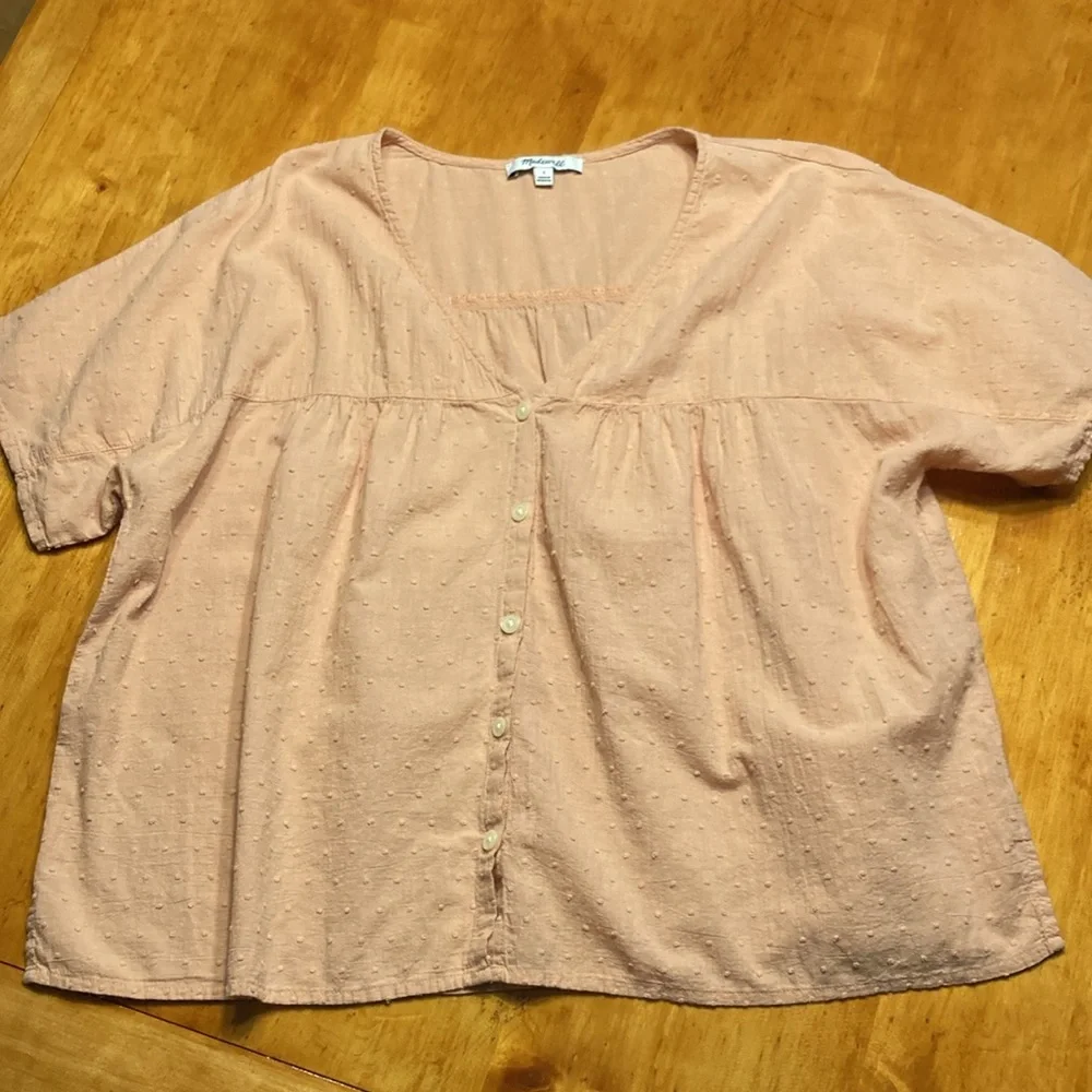 Madewell Rhyme Button-Front Top in Cliptop Antique Coral - Picture 3 of 7